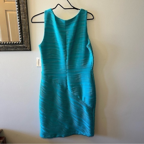Roz & Ali Womens 8 Sleeveless Wavy Aqua Blue Green Bodycon Stretch Dress - Picture 6 of 15
